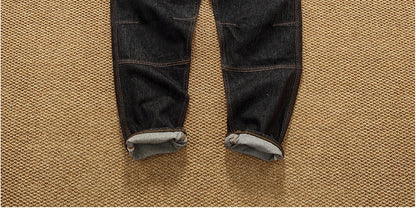 2025 Autumn New American Retro Heavyweight 3D cutting High-end Comfort Denim Men's Fashion Washed Straight Casual Tapered Jeans