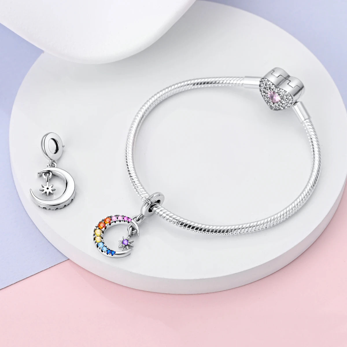 New Arrivals Silver Plated Cute Pet Moon Luminous Firefly Charms Fit Original Bangle Beads Pendent Dangle Bracelet DIY Jewelry