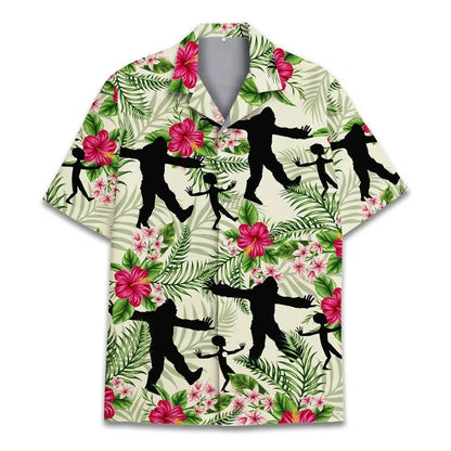 3D Printed Monkey Floral Leaf Hawaiian Shirt Men Orangutan Graphic Blouse Summer Holiday Short Sleeves Street Beach Aloha Shirts