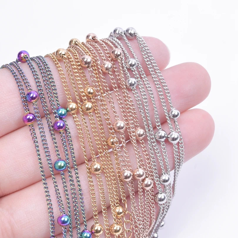 2/5pcs Rainbow Chain New Personalized Multiple Shape Designs Necklace Chains For Jewelry Making DIY 304 Stainless Steel Chains