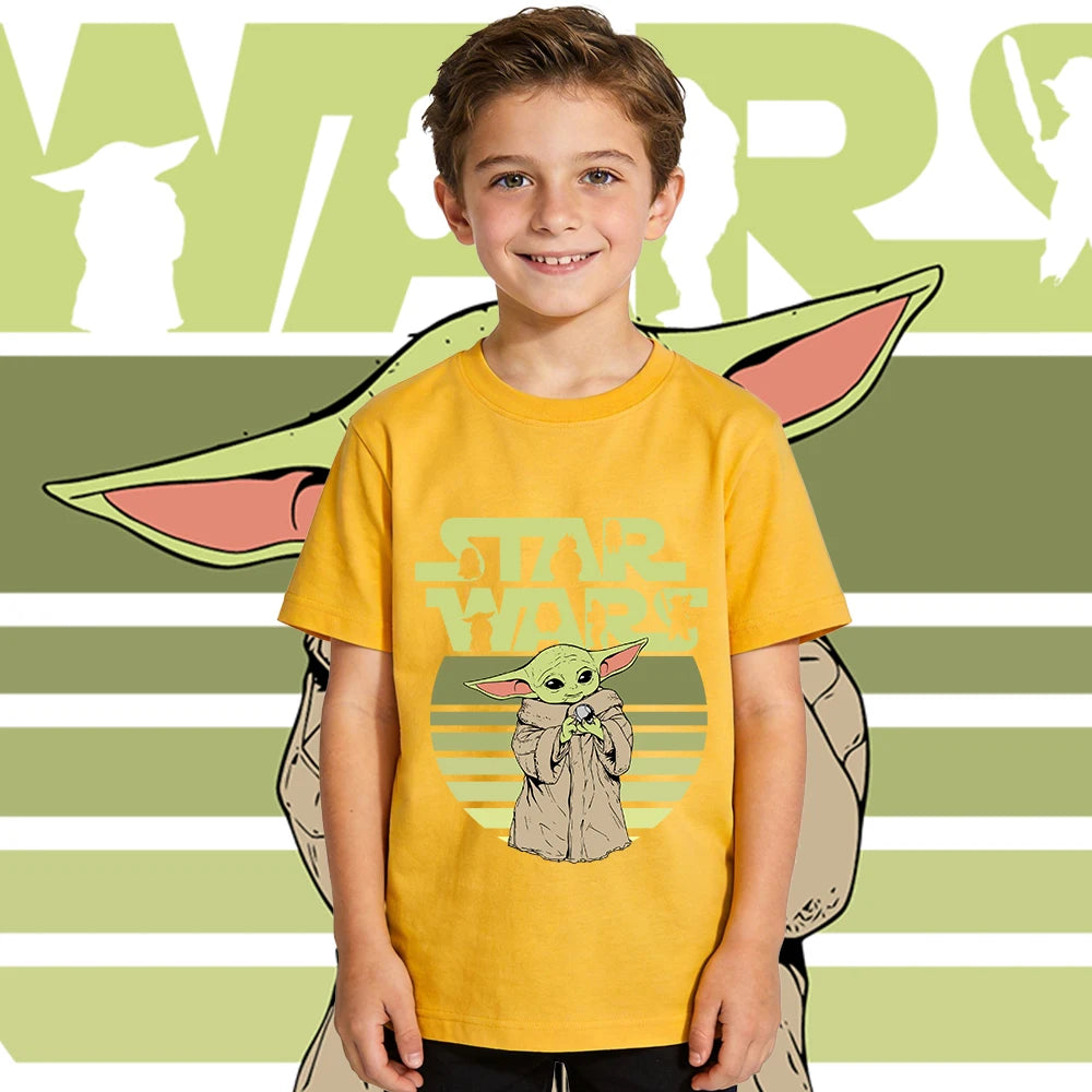 Star Wars Yoda Baby Yoda Print Kids Cotton T Shirt Casual Short Sleeve Tee Boys Girls Toddler Summer Top