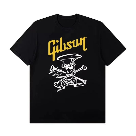 Summer New Slash Collection Gibson Les Paul Stylish and Casual High-quality Graphic Printed Oversize Short-sleeved T-shirt