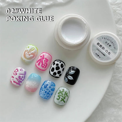 New Nail Poke Poke Nail Art Glue Black White Wave Texture Lace Hole Nail Painting Art Gel DIY Manicure Decoration Nails Salon