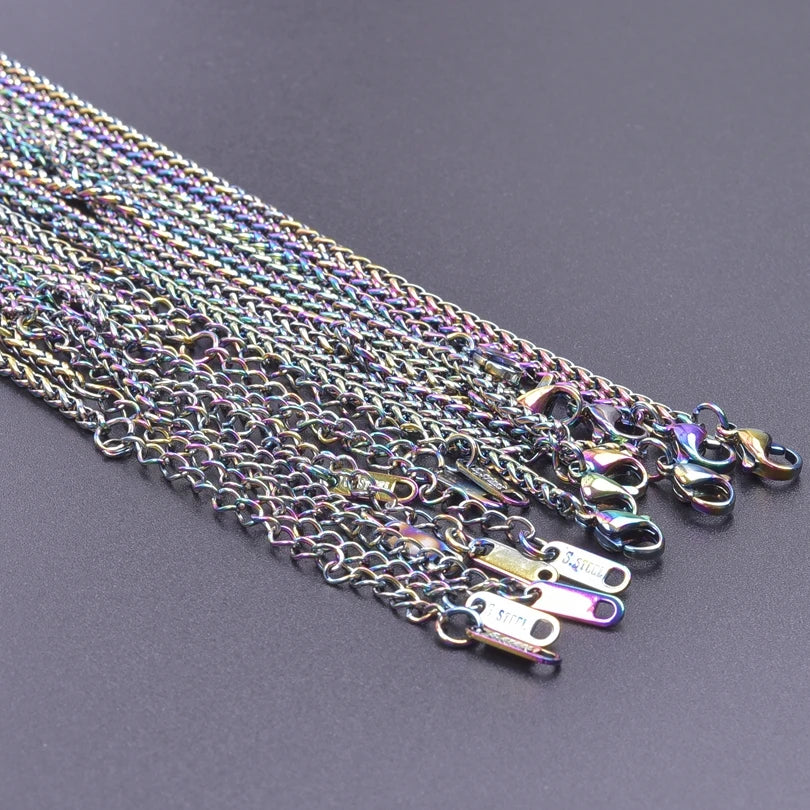2/5pcs Rainbow Chain New Personalized Multiple Shape Designs Necklace Chains For Jewelry Making DIY 304 Stainless Steel Chains