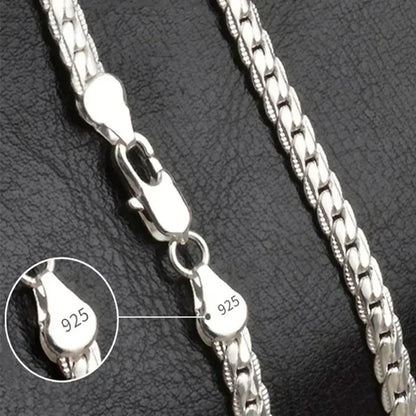 New arrive 925 Sterling Silver 6MM 18K Gold Full Sideways Figaro Chain Necklace For Woman Man Fashion Wedding designer Jewelry