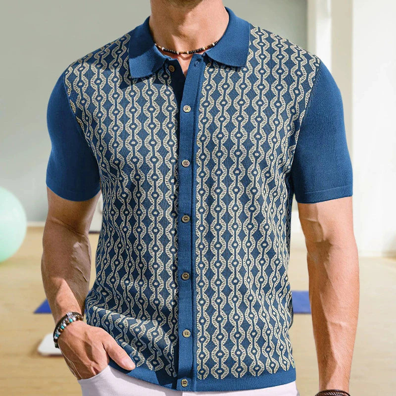 European Style Jacquard Polo Shirts Man Knitwear Business Casual Summer Coolness Quality Viscose Elastic Silky Camisas De Hombre