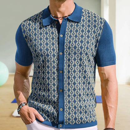 European Style Jacquard Polo Shirts Man Knitwear Business Casual Summer Coolness Quality Viscose Elastic Silky Camisas De Hombre