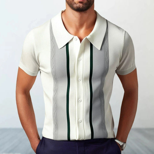 European Style Jacquard Polo Shirts Man Knitwear Business Casual Summer Coolness Quality Viscose Elastic Silky Camisas De Hombre