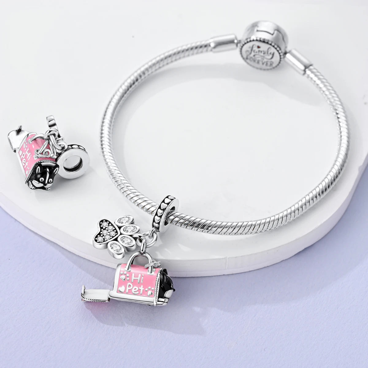 New Arrivals Silver Plated Cute Pet Moon Luminous Firefly Charms Fit Original Bangle Beads Pendent Dangle Bracelet DIY Jewelry