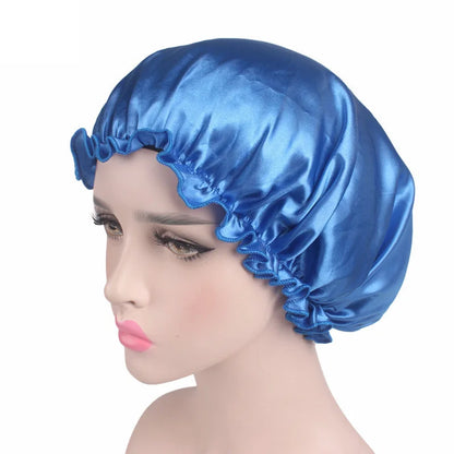 New Satin Hair Cap for Sleeping Invisible Flat Imitation Silk Round Haircare Women Headwear Ceremony Adjusting Button Night Hat