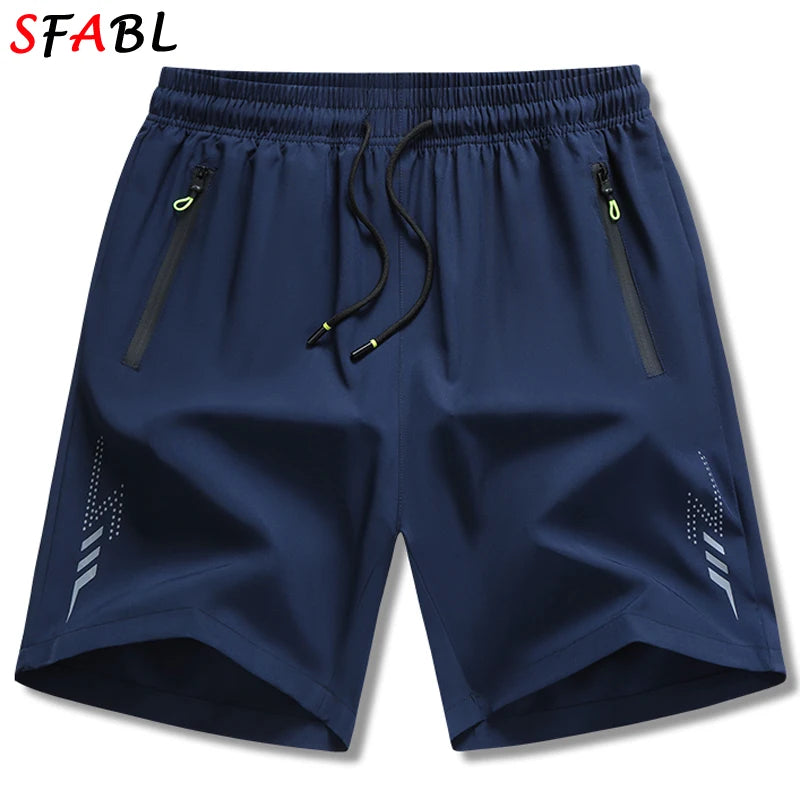 New Summer Casual Shorts Men Boardshorts Breathable Beach Shorts Elastic Jogging Running Sports Men's Short Pants Zipper Pockets