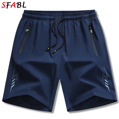 New Summer Casual Shorts Men Boardshorts Breathable Beach Shorts Elastic Jogging Running Sports Men's Short Pants Zipper Pockets