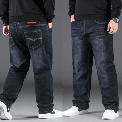 10XL Mens Black Jeans Oversize High Waist Loose Trousers Large Size Husband Plus Size Loose Denim Trousers Blue Male Denim Pants