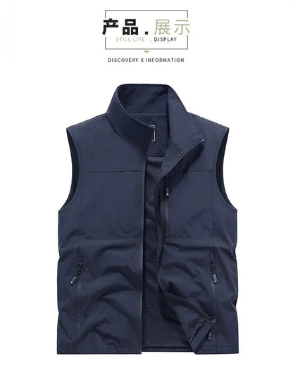 Chalecos cargo de verano para hombre, finos, de malla transpirable, chalecos sin mangas para escalar, chaquetas, ropa deportiva masculina, chalecos informales 6XL