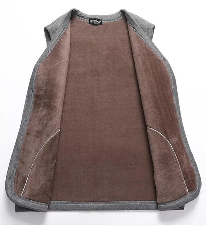 2026 Men's Autumn Winter Fashion V-neck Thickened Plus Velves Warm Vest Man Sleeveless Jackets Solid Slim Casual Waistcoat Male