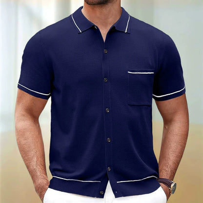 European Style Jacquard Polo Shirts Man Knitwear Business Casual Summer Coolness Quality Viscose Elastic Silky Camisas De Hombre