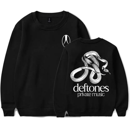 Private Music Tracklist Longsleeve Sweatshirt Deftones Rock Band Printing Hoodies Crewneck Casual Loose Autumn Pullovers Men Top
