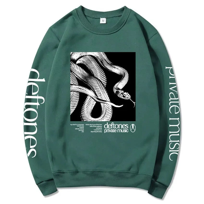 Private Music Tracklist Longsleeve Sweatshirt Deftones Rock Band Printing Hoodies Crewneck Casual Loose Autumn Pullovers Men Top