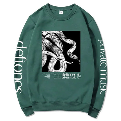 Private Music Tracklist Longsleeve Sweatshirt Deftones Rock Band Printing Hoodies Crewneck Casual Loose Autumn Pullovers Men Top