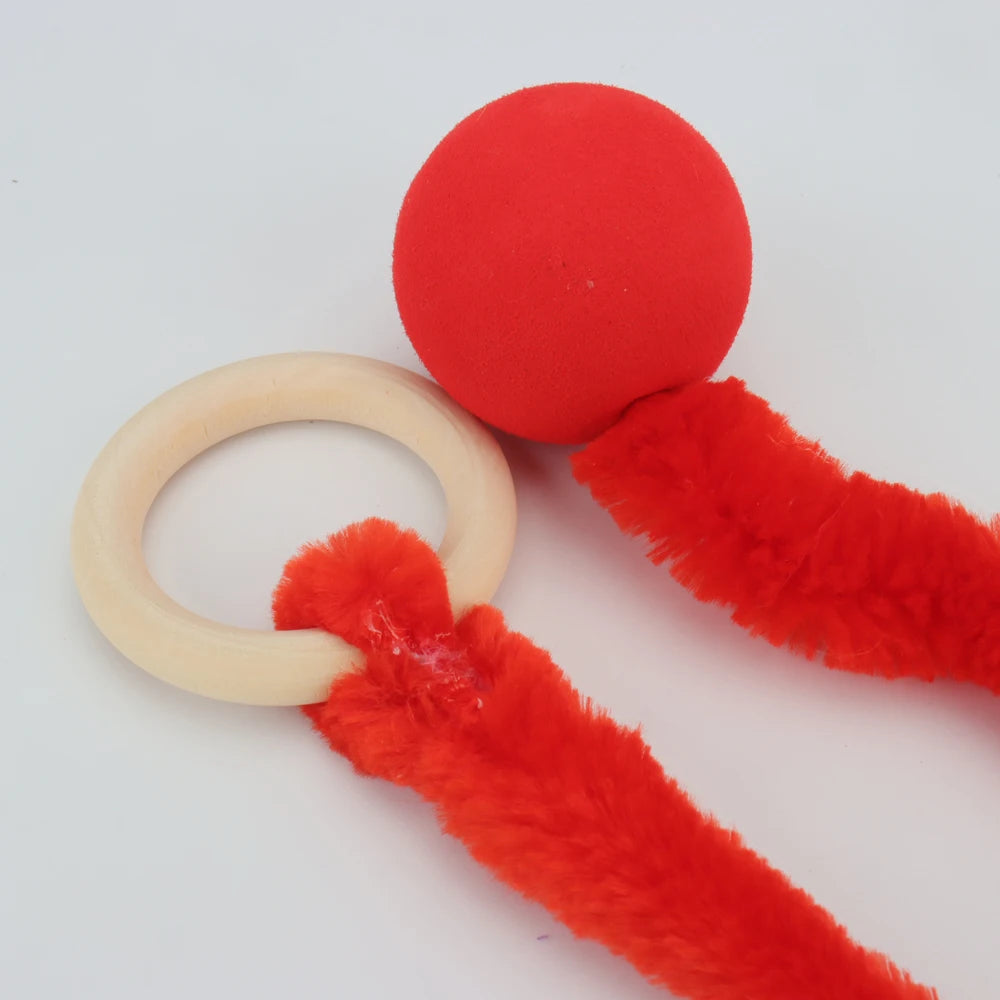 Plush Long Tail Ball Cat Toy Training Cat Interactive Ball Wood Ring Pet Toy