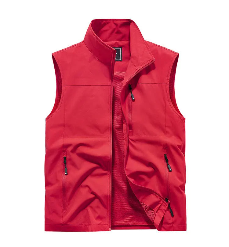 Chalecos cargo de verano para hombre, finos, de malla transpirable, chalecos sin mangas para escalar, chaquetas, ropa deportiva masculina, chalecos informales 6XL