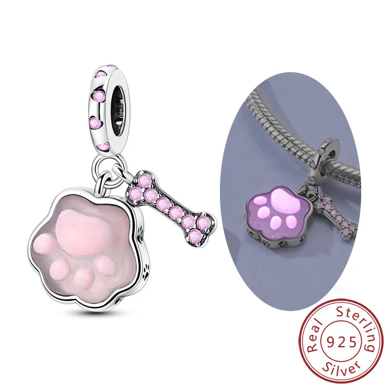 New 925 Sterling Silver Charms Bead Penguin Owl Bow Heart Charm Fit Original Pendant Bracelet Jewelry Making For Women Gift
