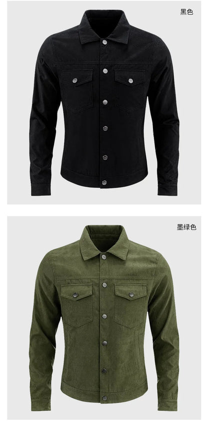 British Style Jacket Spring and Autumn Men's Casual Jacket Suede Trendy Button Up Jacket Casual Personality Men's New Clothing