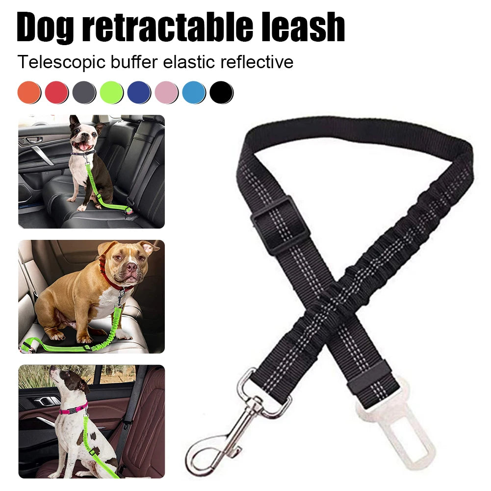 Cinturón de seguridad para coche de mascotas, correa de nailon para vehículos, asiento trasero, cinturón de seguridad ajustable para perros, arnés, collar, accesorios para mascotas para paseos al aire libre