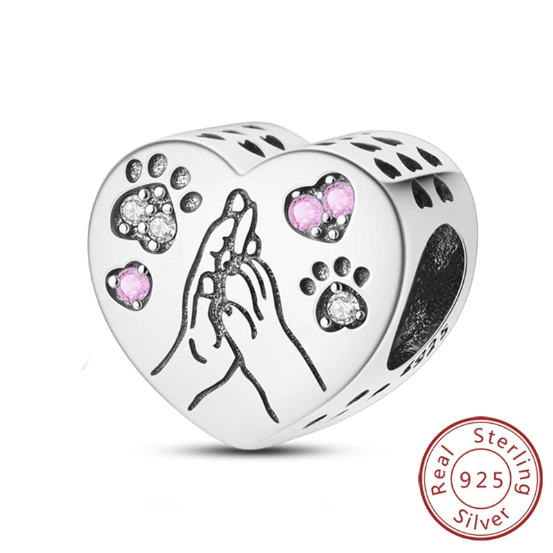 New 925 Sterling Silver Charms Bead Penguin Owl Bow Heart Charm Fit Original Pendant Bracelet Jewelry Making For Women Gift