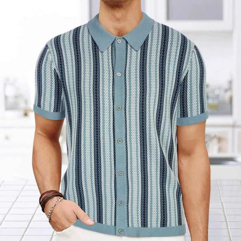 European Style Jacquard Polo Shirts Man Knitwear Business Casual Summer Coolness Quality Viscose Elastic Silky Camisas De Hombre