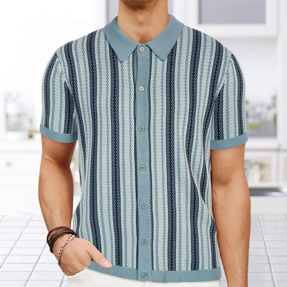 European Style Jacquard Polo Shirts Man Knitwear Business Casual Summer Coolness Quality Viscose Elastic Silky Camisas De Hombre