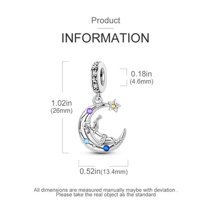 New Arrivals Silver Plated Cute Pet Moon Luminous Firefly Charms Fit Original Bangle Beads Pendent Dangle Bracelet DIY Jewelry