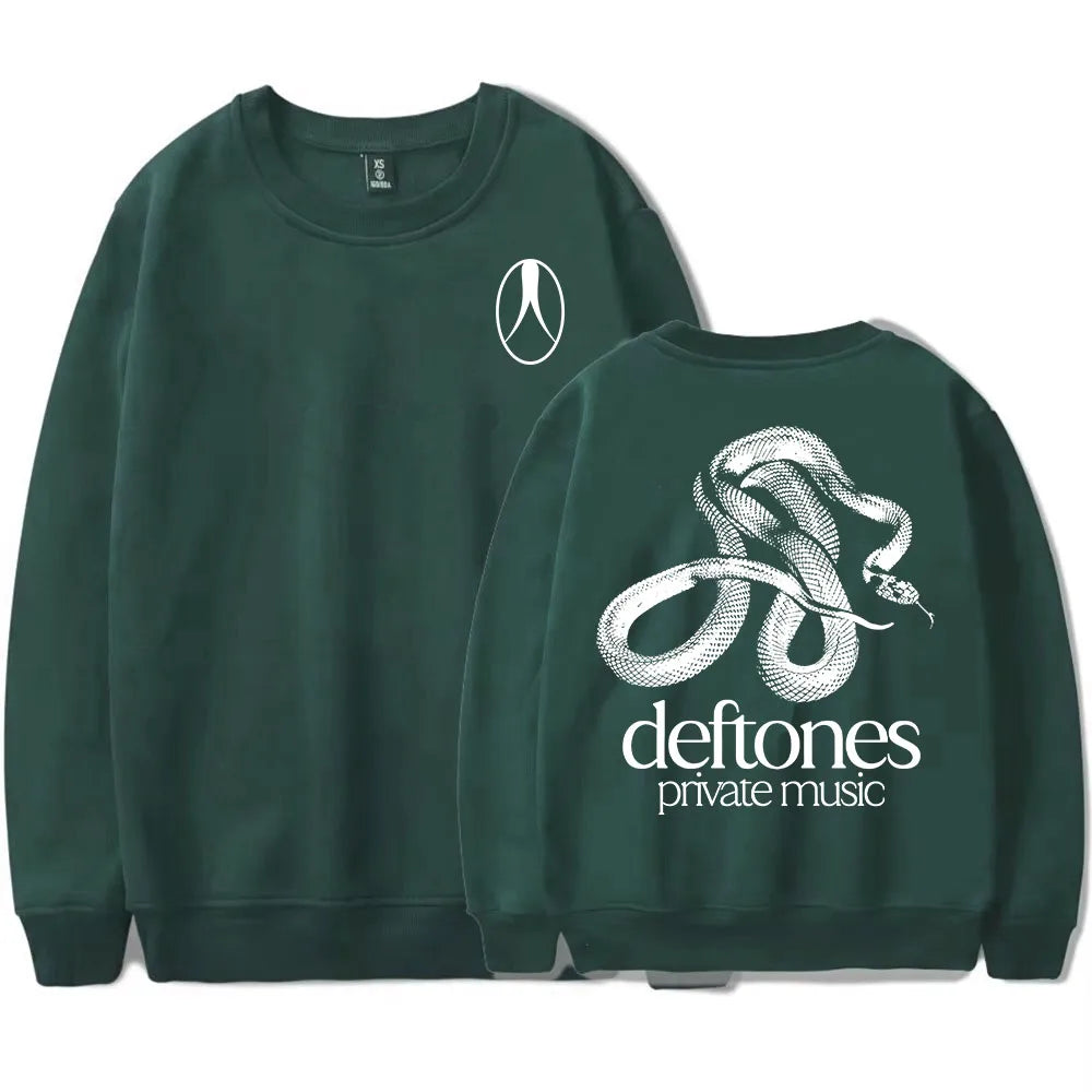 Private Music Tracklist Longsleeve Sweatshirt Deftones Rock Band Printing Hoodies Crewneck Casual Loose Autumn Pullovers Men Top
