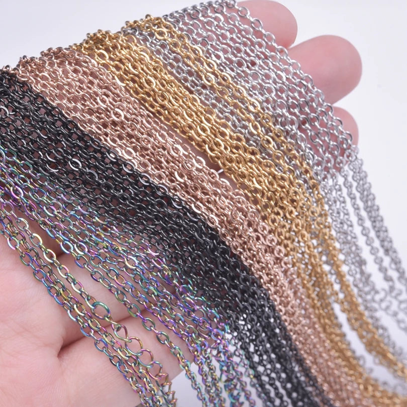 2/5pcs Rainbow Chain New Personalized Multiple Shape Designs Necklace Chains For Jewelry Making DIY 304 Stainless Steel Chains