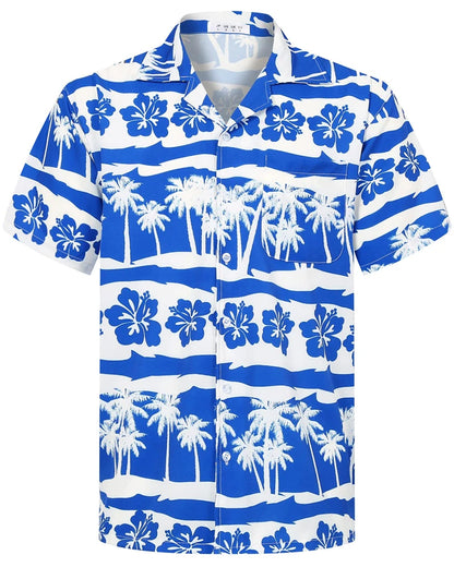 Summer Fashion Mens Hawaiian Shirts Short Sleeve Button Coconut Tree Printed Casual Beach Aloha Shirt Plus Size 6XL Hombre Ropa