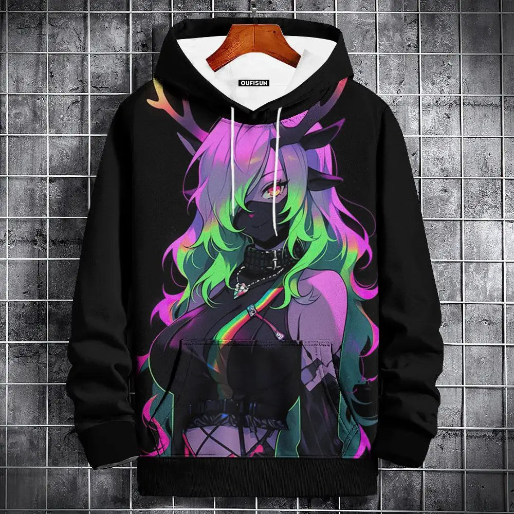 Anime Hoodie Mens Fashion Sweatshirt Graphical Print Hip Hop Hoodies Streetwear Spring Autumn Hoody Oversized hoodies for men