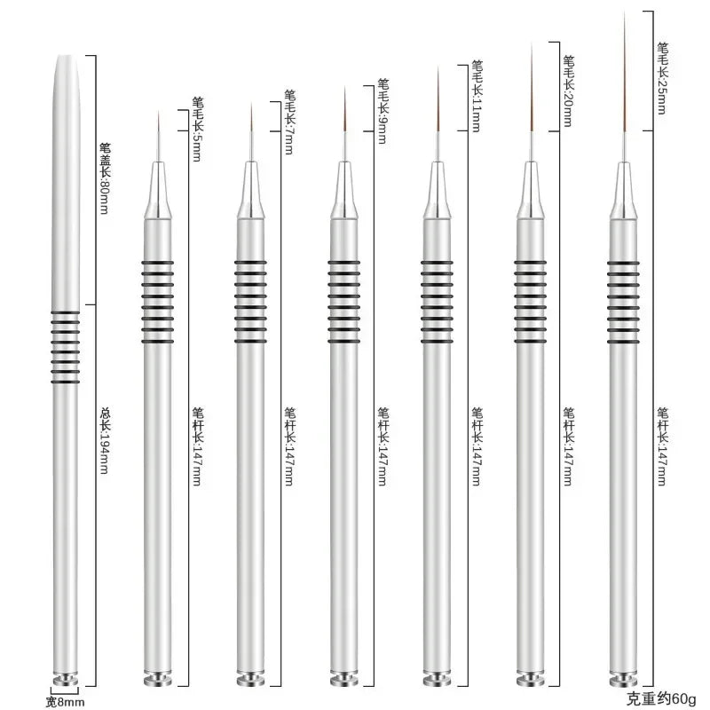 Nails Art Liner Brushes Elongated Lines Striping Drawing Painting  6/9/12/15/18mm Design Pen Professional Manicure Tool New