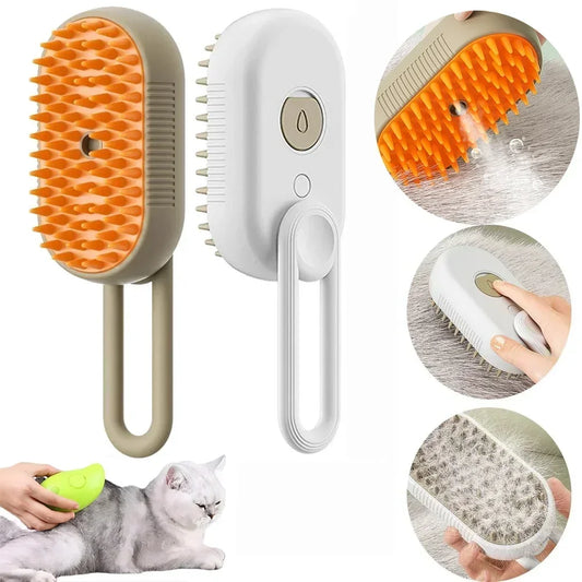 Rotate Steam Brush for Cat Dog Comb Electric Spray Removes Hair Cat Brush Soft Silicone Massage Grooming Comb Pet Accessories