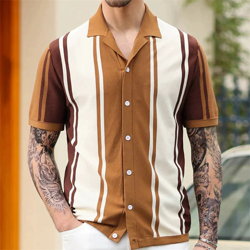 European Style Jacquard Polo Shirts Man Knitwear Business Casual Summer Coolness Quality Viscose Elastic Silky Camisas De Hombre