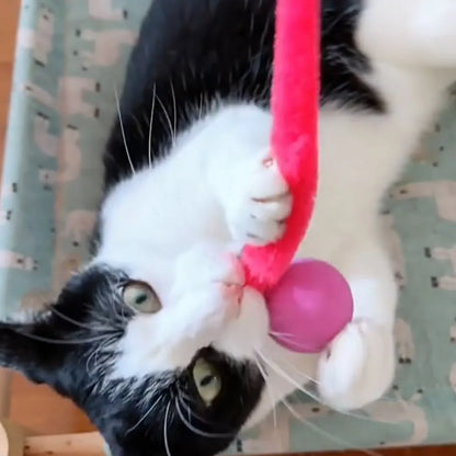 Plush Long Tail Ball Cat Toy Training Cat Interactive Ball Wood Ring Pet Toy
