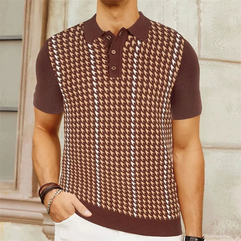 European Style Jacquard Polo Shirts Man Knitwear Business Casual Summer Coolness Quality Viscose Elastic Silky Camisas De Hombre