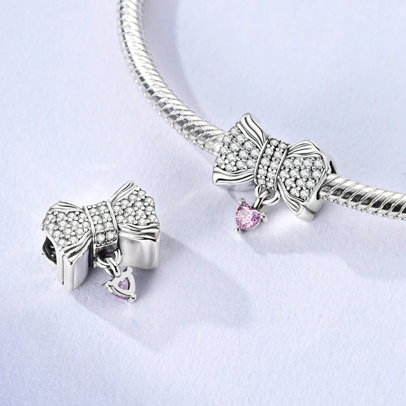 New 925 Sterling Silver Charms Bead Penguin Owl Bow Heart Charm Fit Original Pendant Bracelet Jewelry Making For Women Gift