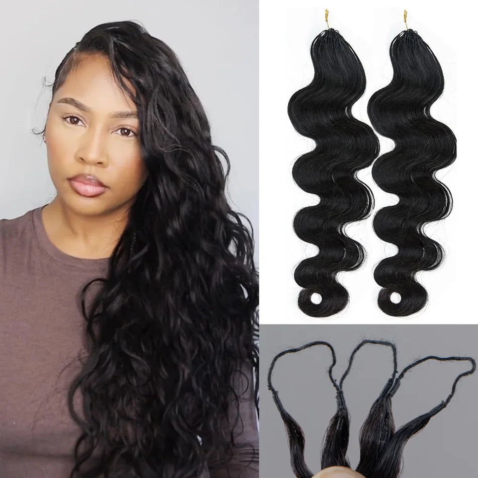 Honey Blonde Highlight Body Wave Crochet Human Hair Pre-Separated Invisble Miracle Knot Braids Feather Crochet Hair Extensions