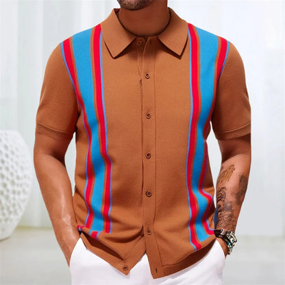 European Style Jacquard Polo Shirts Man Knitwear Business Casual Summer Coolness Quality Viscose Elastic Silky Camisas De Hombre
