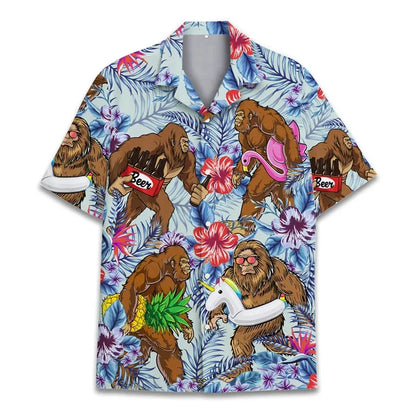 3D Printed Monkey Floral Leaf Hawaiian Shirt Men Orangutan Graphic Blouse Summer Holiday Short Sleeves Street Beach Aloha Shirts