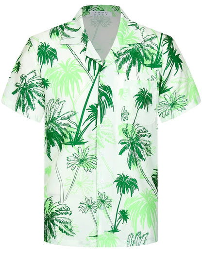 Summer Fashion Mens Hawaiian Shirts Short Sleeve Button Coconut Tree Printed Casual Beach Aloha Shirt Plus Size 6XL Hombre Ropa