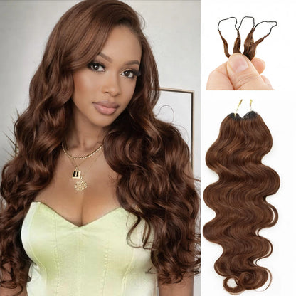 Honey Blonde Highlight Body Wave Crochet Human Hair Pre-Separated Invisble Miracle Knot Braids Feather Crochet Hair Extensions