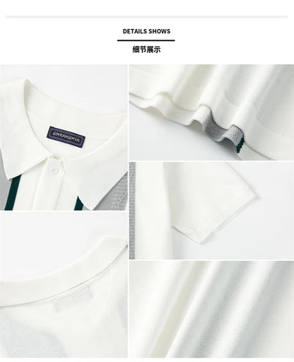 European Style Jacquard Polo Shirts Man Knitwear Business Casual Summer Coolness Quality Viscose Elastic Silky Camisas De Hombre