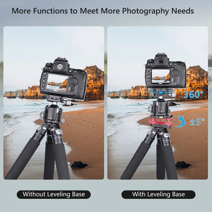 Base niveladora para trípode VICELK con base panorámica de 360° para fotografía macro panorámica con ajuste de precisión de +/-5 grados