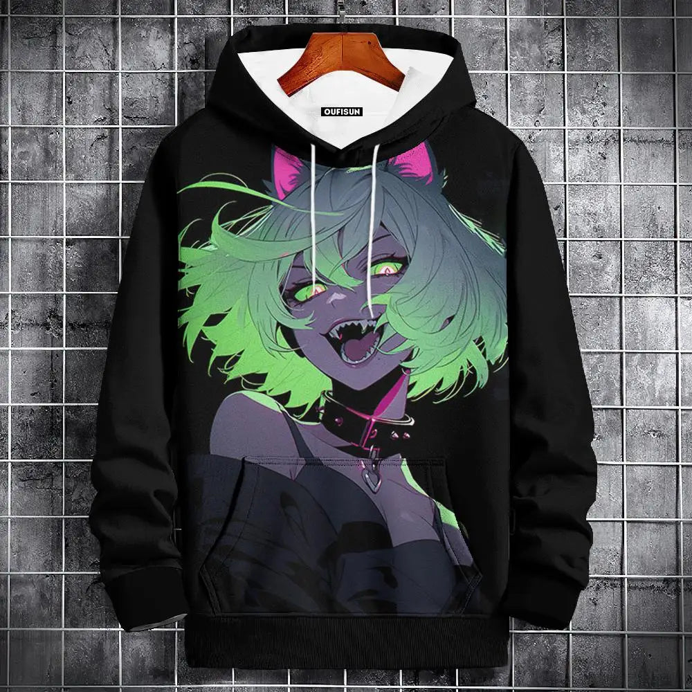 Anime Hoodie Mens Fashion Sweatshirt Graphical Print Hip Hop Hoodies Streetwear Spring Autumn Hoody Oversized hoodies for men